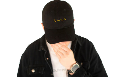 Dezolent Basic Shapes Black Dad Hat Model Photo: Sine Wave, Triangle Wave, Square Wave, Sawtooth Wave