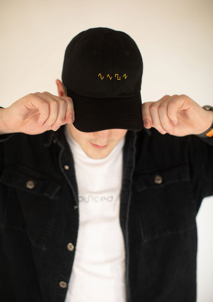 Dezolent Basic Shapes Black Dad Hat Model Photo 2: Sine Wave, Triangle Wave, Square Wave, Sawtooth Wave