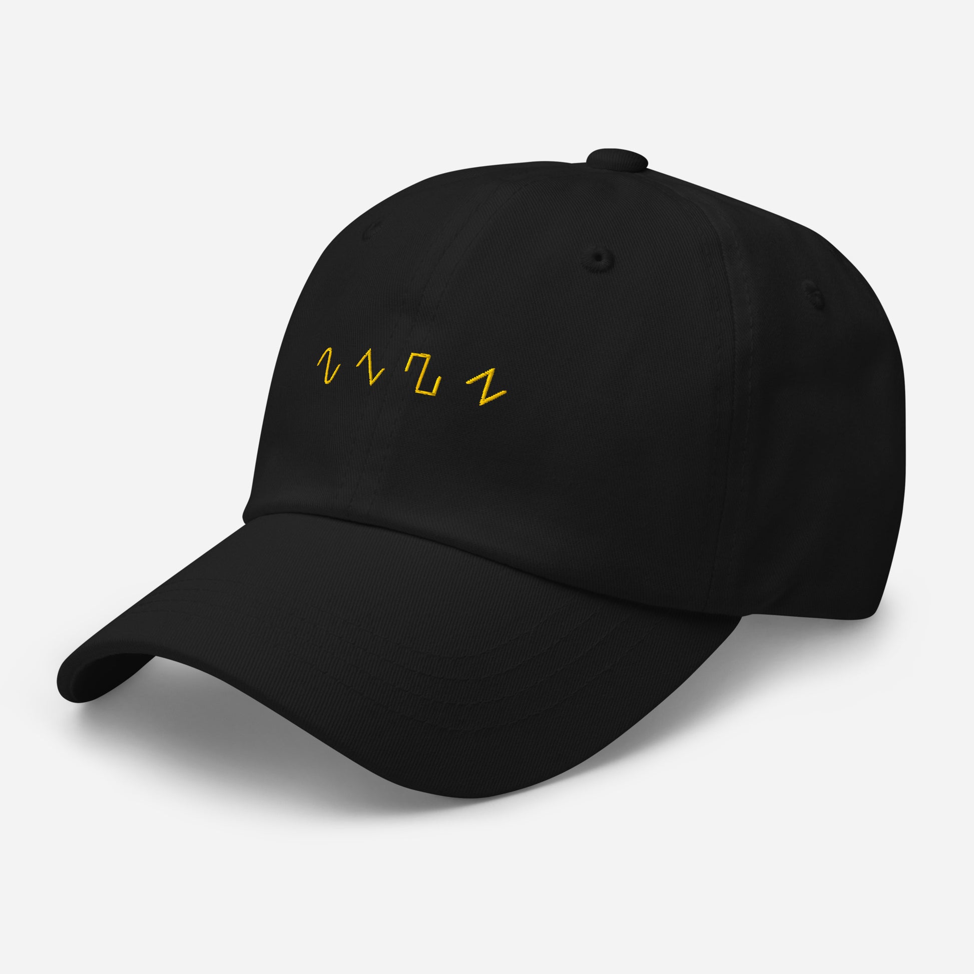 Dezolent Basic Shapes Black Dad Hat Side View: Sine Wave, Triangle Wave, Square Wave, Sawtooth Wave